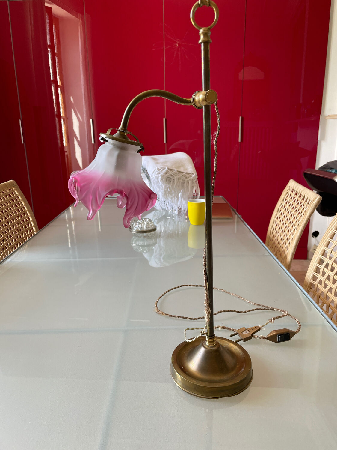 Brass and glass lamp