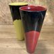 Pair of vases 70s, vintage black, yellow, red, deco pop, space age