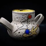 Fat Lava / polychrome sea foam pot with two handles by Marius Bessone, 1960s