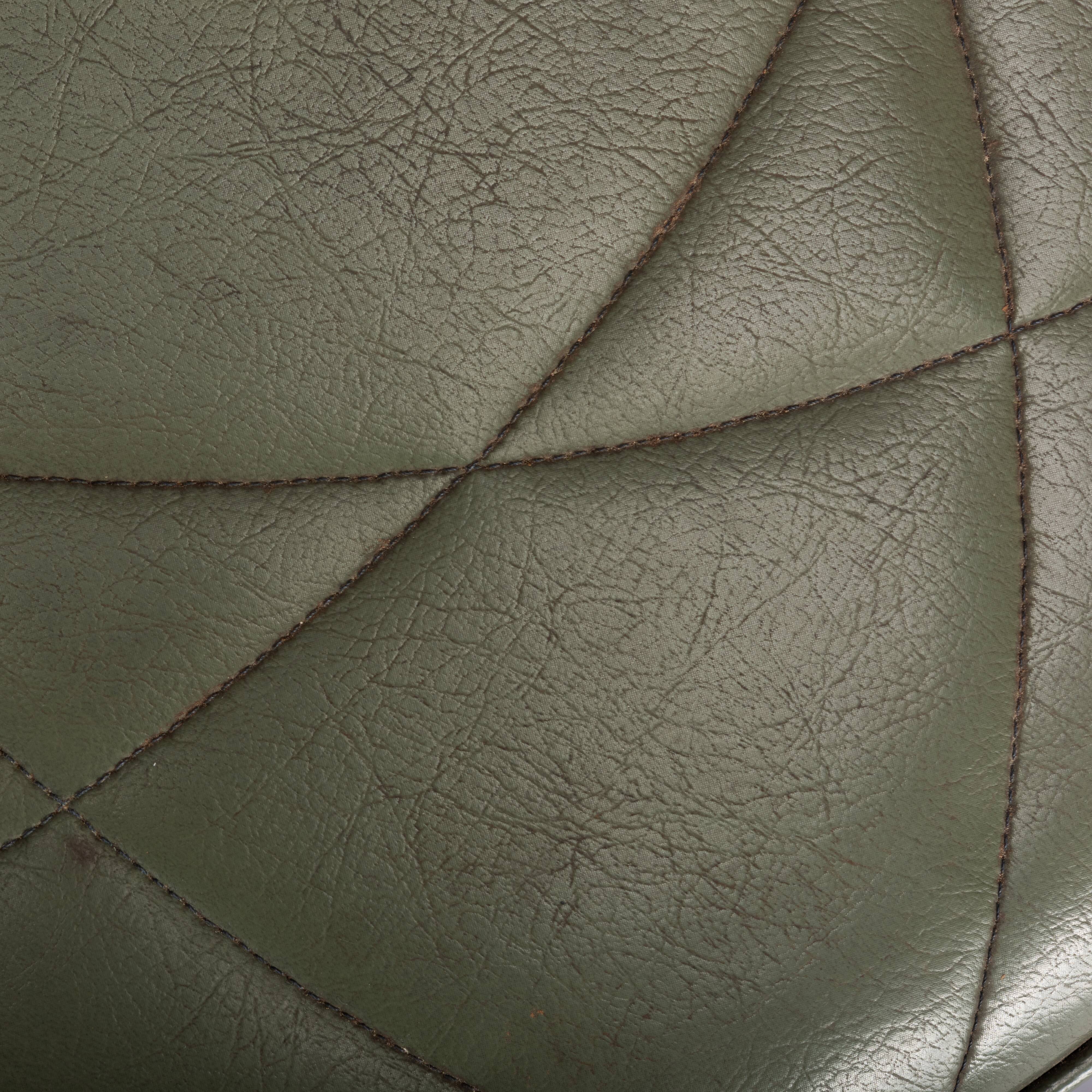 Vintage danish green leather stool, 1960s
