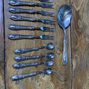 Dessert cutlery service consisting of 11 pieces hallmark 800 worked old and collector