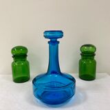 Vintage turquoise blue glass vase/decanter