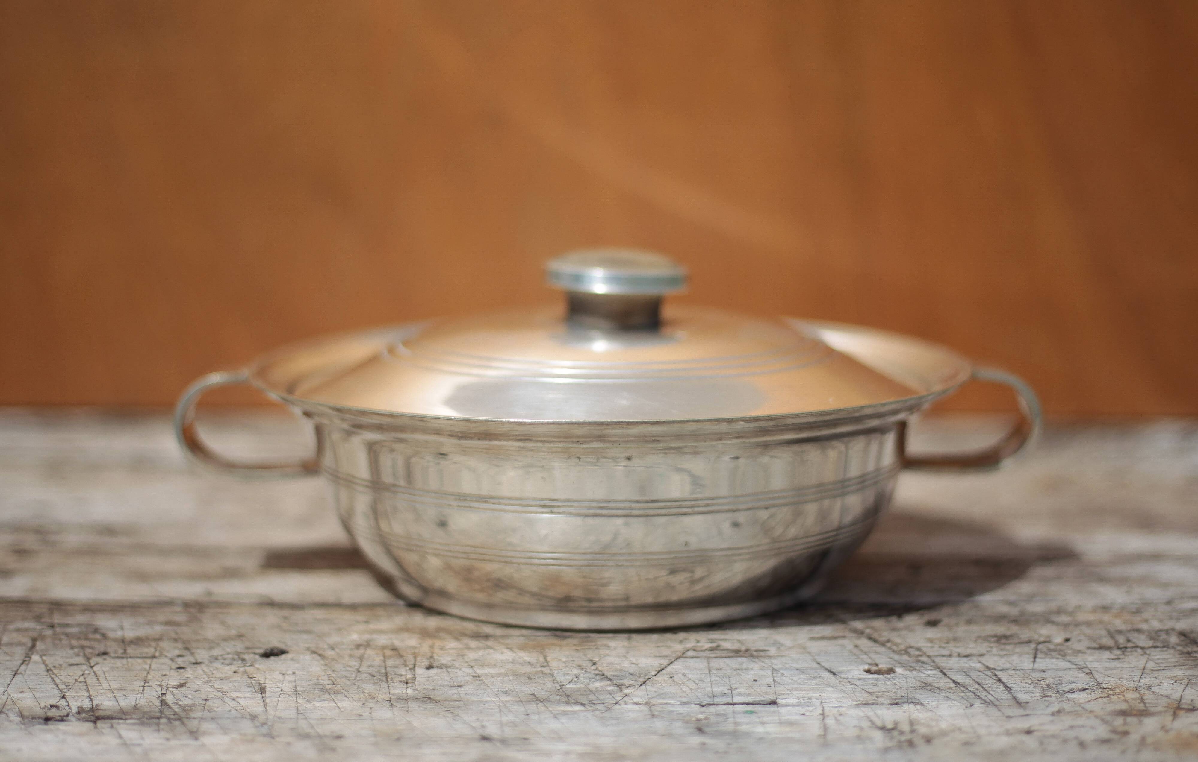 Silver-plated metal dish, Saglier brothers hallmark, silver-plated metal vegetable dish, art deco