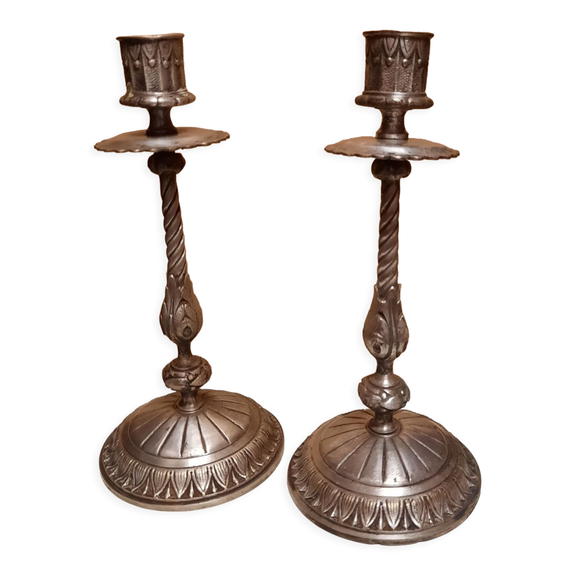 Pair of silver candle holders