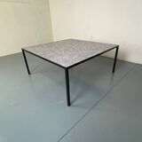 Mid-Century Modernist Rectangular Bleu Black Steel and Ceramic Coffee Table, 1960s