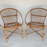Pair of vintage rattan armchairs
