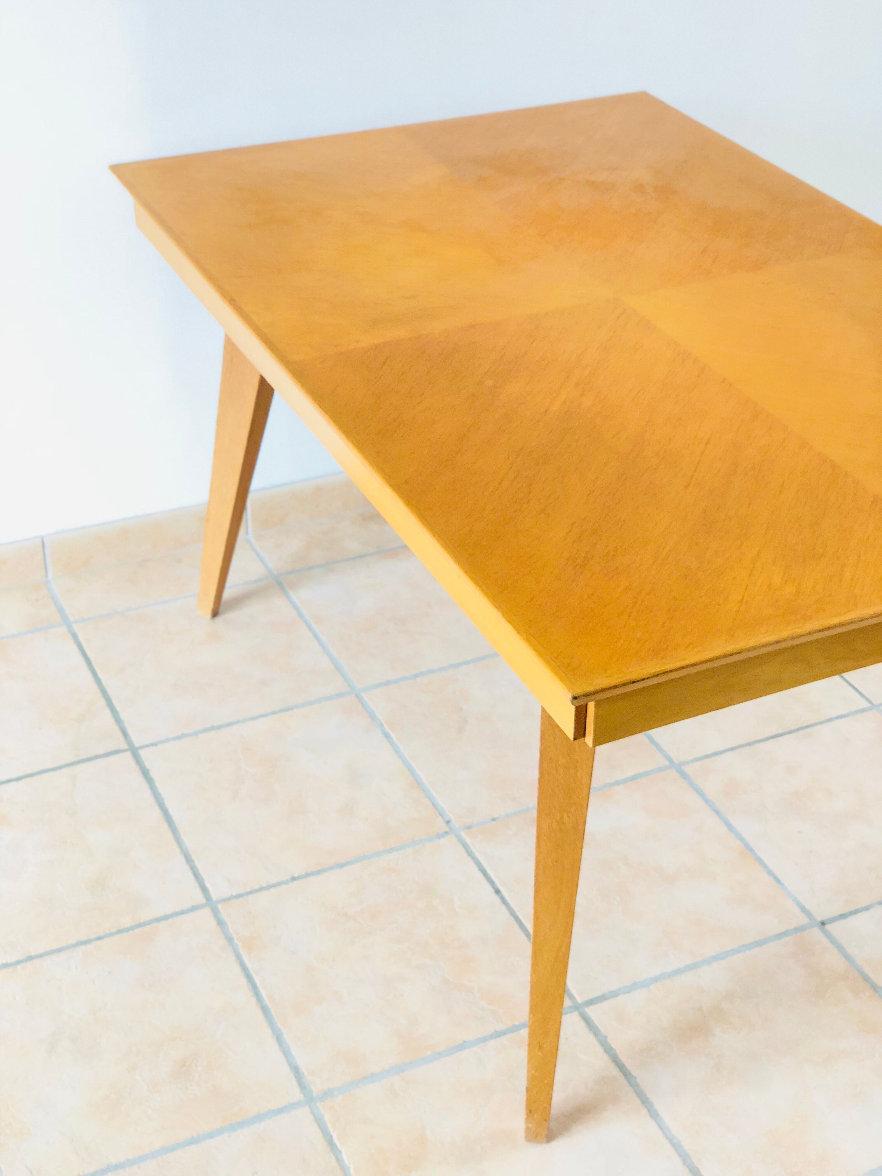 Oak table with compass feet