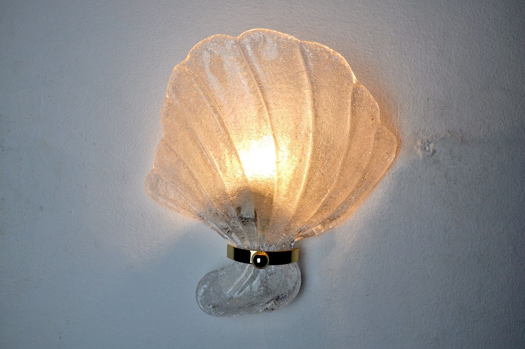 Shell wall lamp, murano glass, italy, 1970
