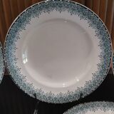 5 assiettes plates en faïence de Longwy modèle "Suzanne" Terre de Fer