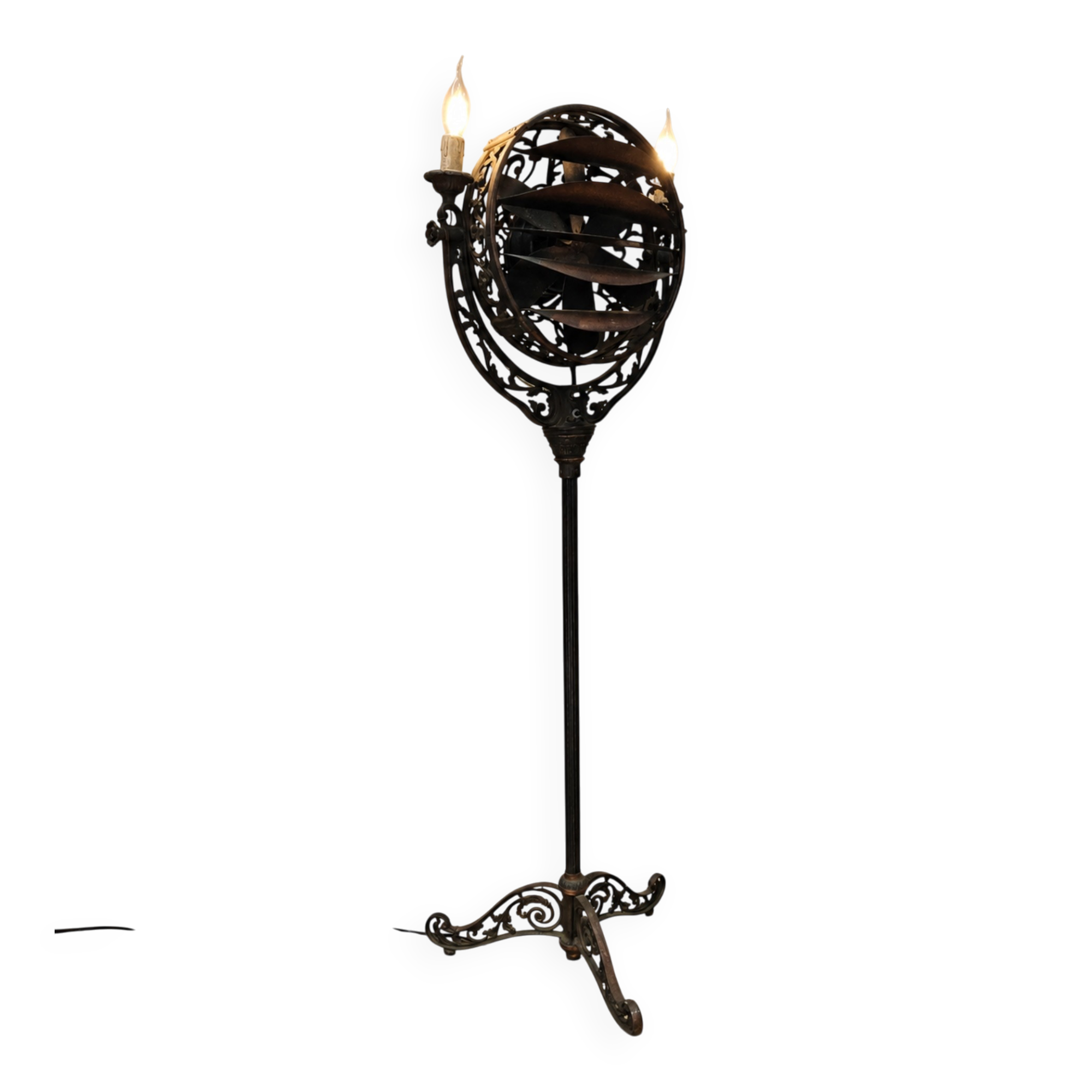 Antique Art Nouveau floor lamp with fan "Luminaire"