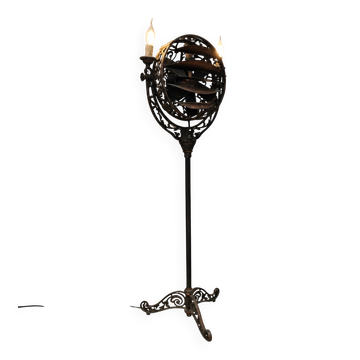 Antique Art Nouveau floor lamp with fan "Luminaire"
