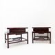 Pair of vintage pagoda tables in faux bamboo with chevron pattern - Maitland & Clasco