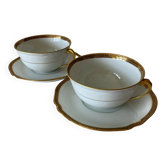 Luncheon tête-à-tête in Lafarge Limoges porcelain, gilded with fine gold