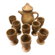 Teapot with its 8 mazagrans