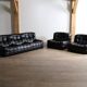 Kashima three seater sofa in black leather by Michel Ducaroy for Ligne Roset, 1970s
