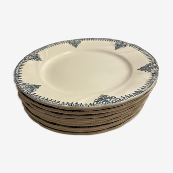 Set of 10 plates Iron Earth blue green pattern