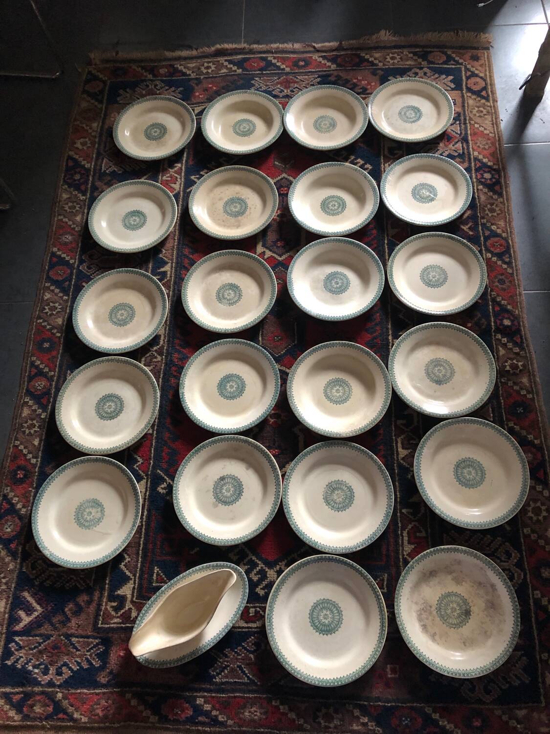 Creil and Montereau ironstone service 22 sauceboat plates