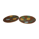 Set of 2 flat Sarreguemines style dabbling