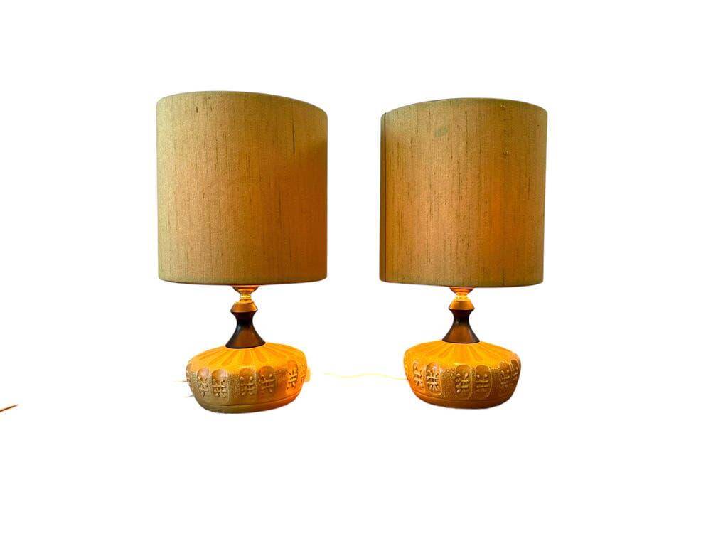 Set of 2 vintage ceramic table lamps / floor lamps