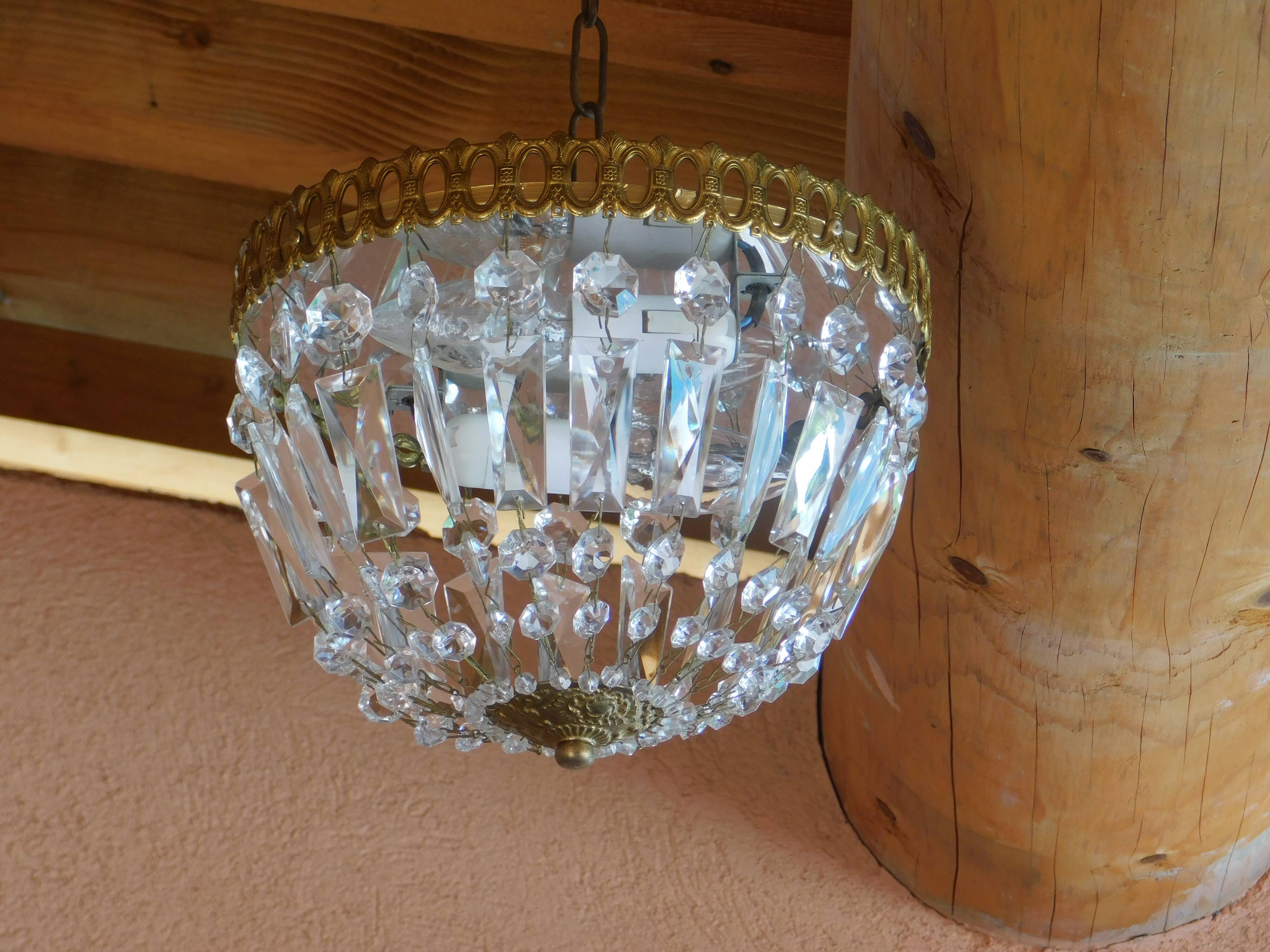 Lustre pampilles corbeille