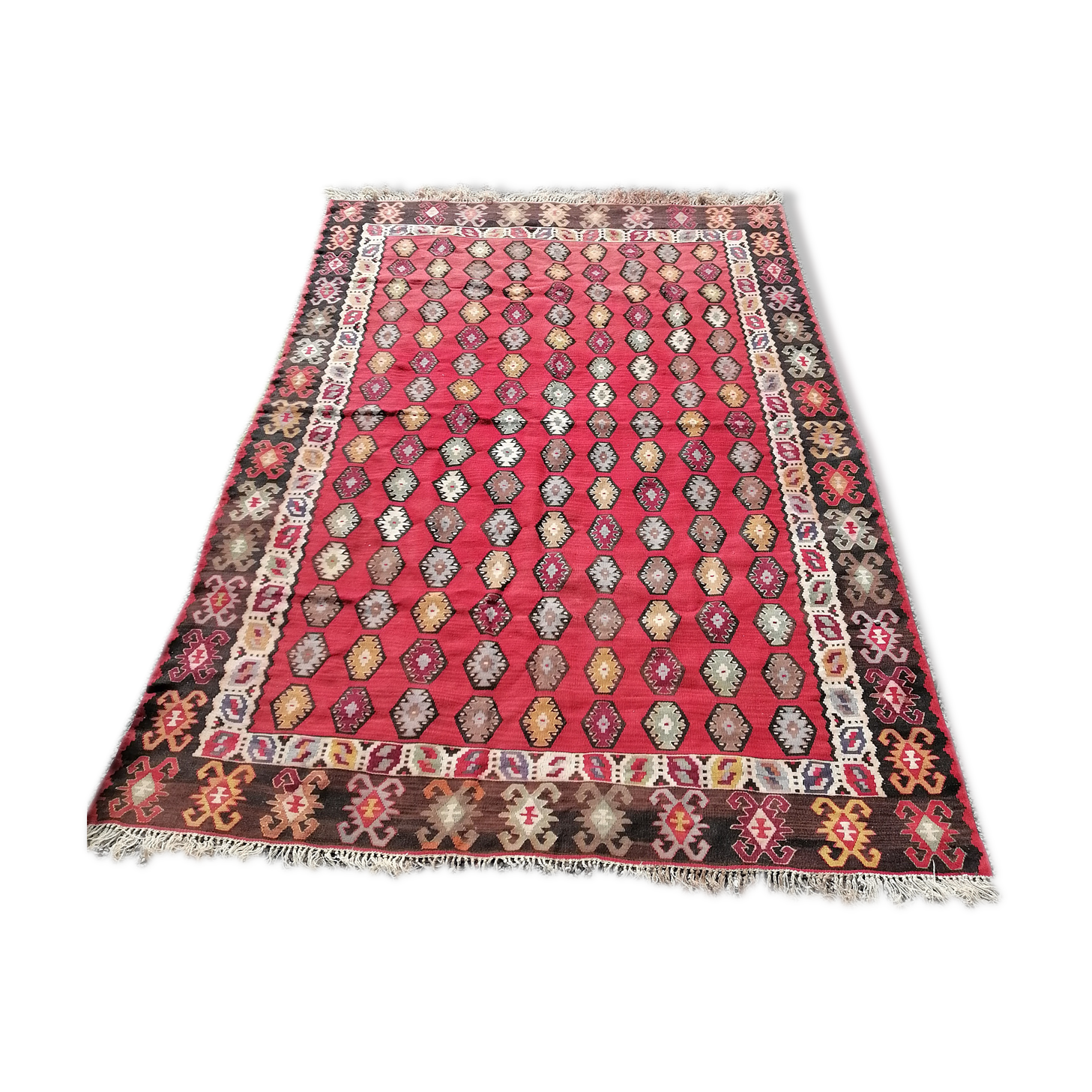Tapis d'orient kilim double face années 40-50 300 x 205