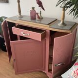 Art deco sideboard revamped powder pink, marble top, chrome handles, vintage shabby chic