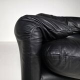3-seater leather sofa by Vico Magistretti for Cassina, 1970.