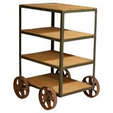 Vintage industrial shelf on wheels from the 1960s, Czechoslovakia