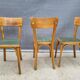 Trio chaises bistrot Baumann 1950 simili vert chiné