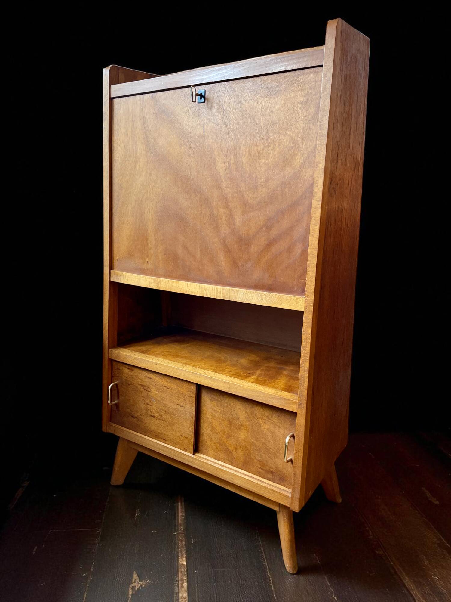 Secrétaire vintage pieds compas en bois