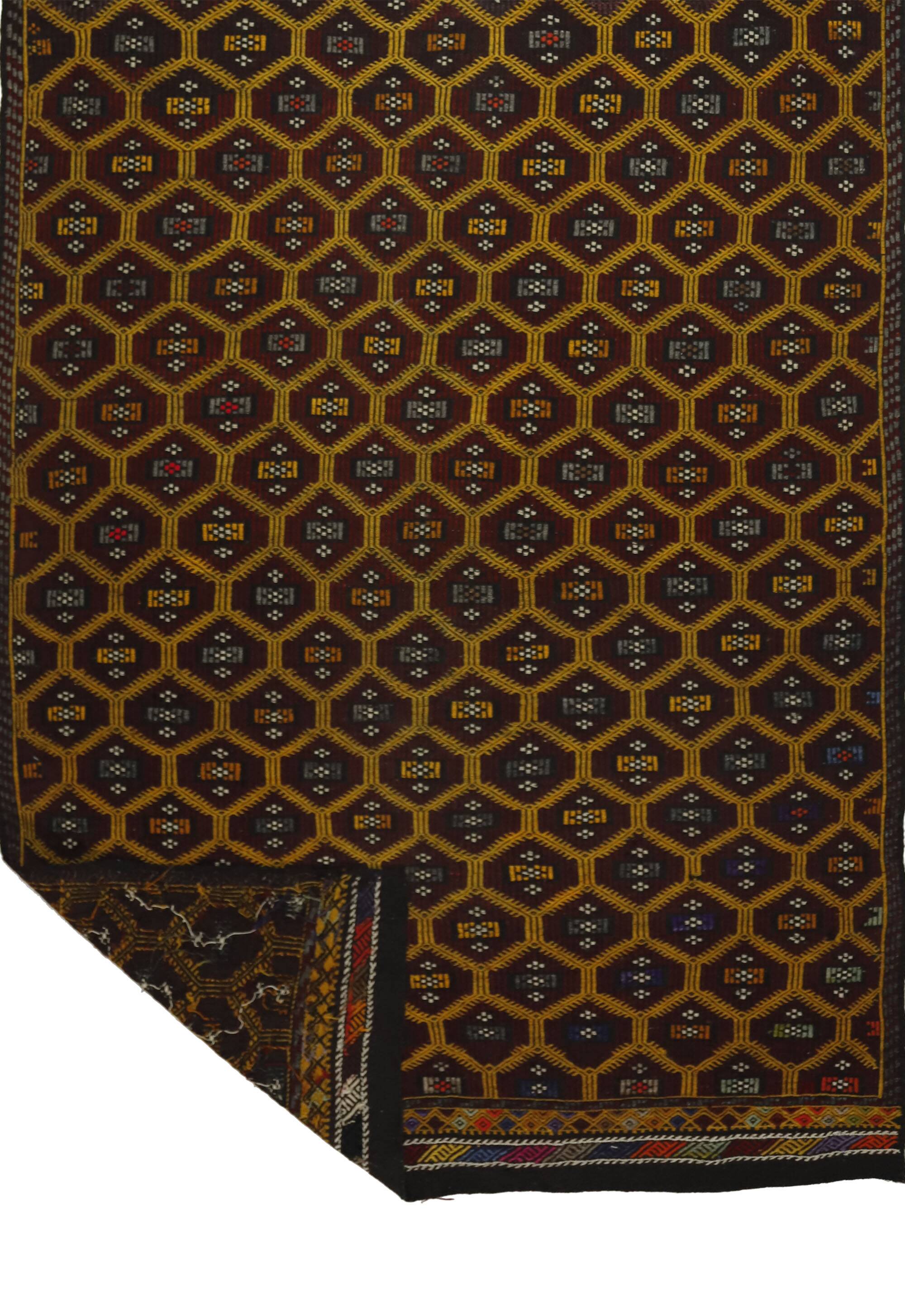 Area kilim rug ,vintage wool turkish handknotted kilim, 340 cmx 165 cm rug