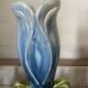 Pair of vases in slipware with Art Nouveau floral decoration.