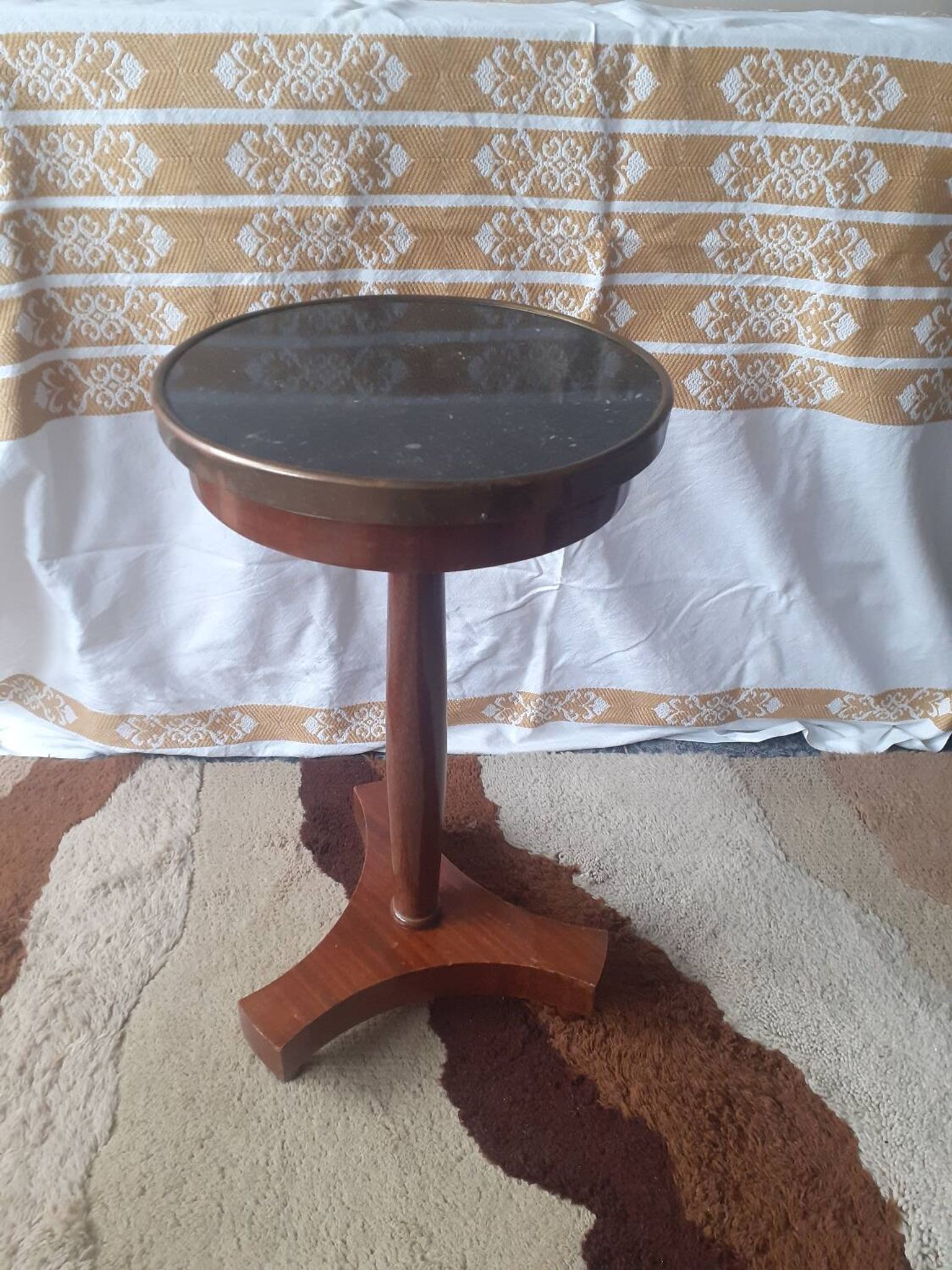Mahogany and marble pedestal table