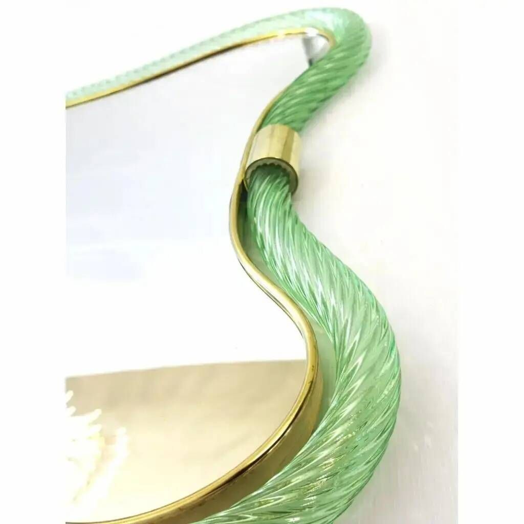 Contemporary Italian Murano Glass Mirror in Weathered Green by Simoeng
