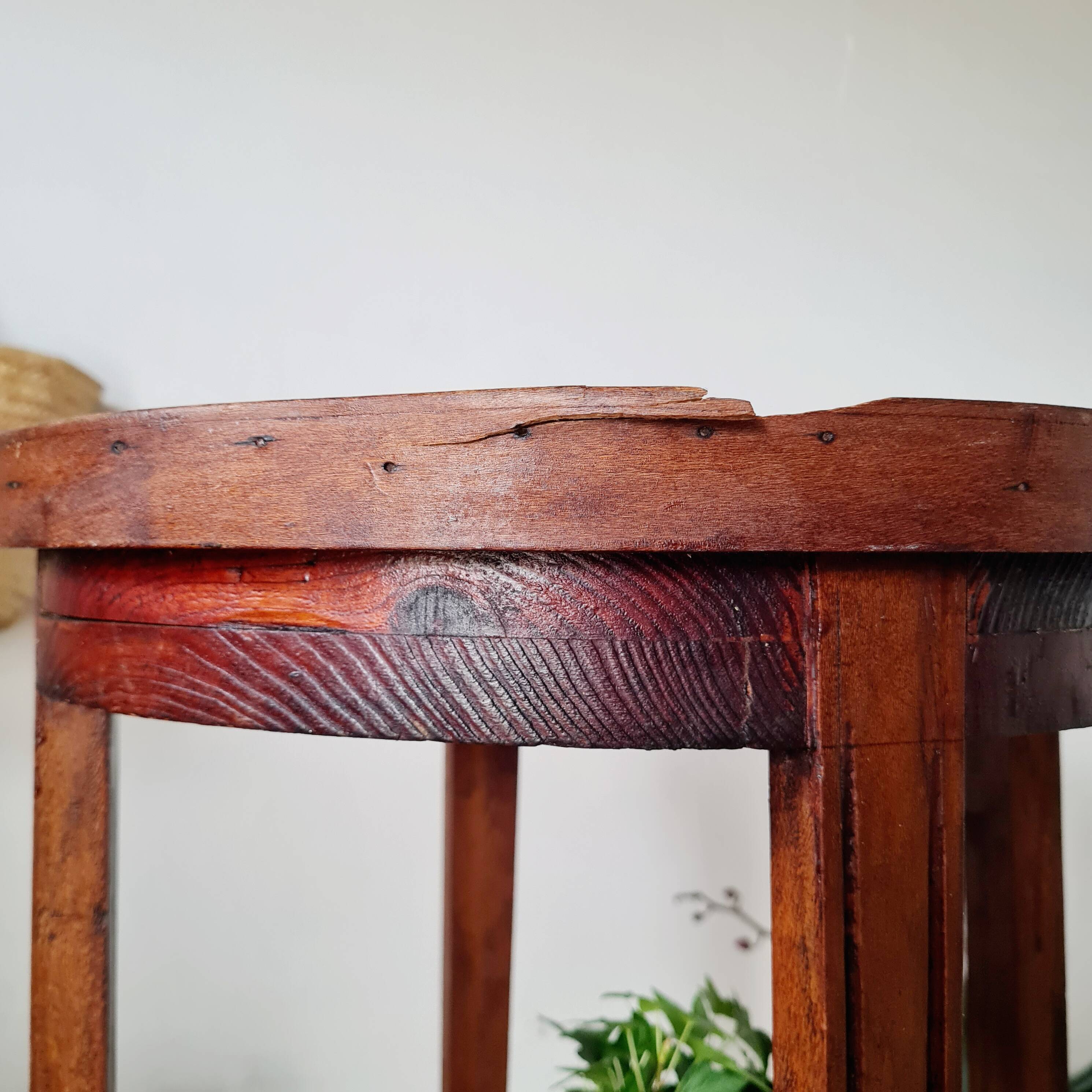 Table ancienne double plateaux ronds, sellette ou porte-plantes