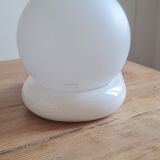 Opaline and wood wall lamp