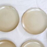Set of 6 flat plates in sandstone, Sandstone village, vintage French