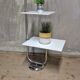 Vintage chrome flower stand with two white shelves, 1970s, Czechoslovakia, 35 × 54 × 100 cm