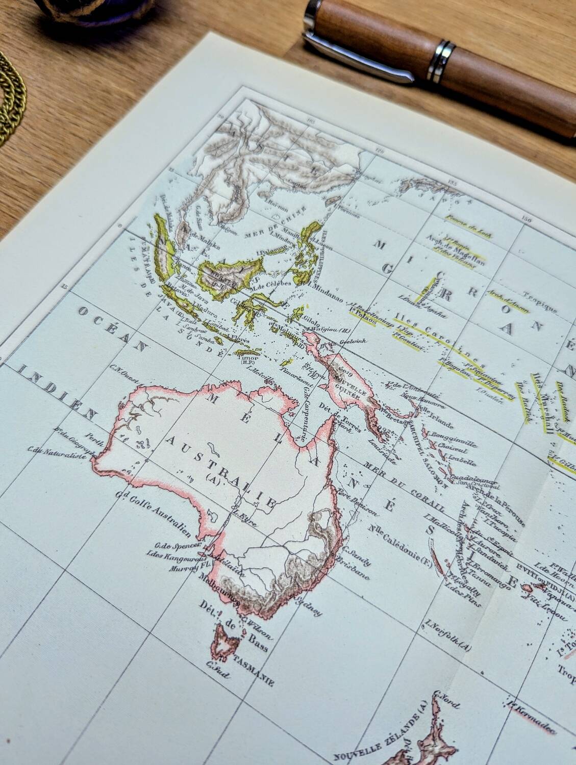 Oceania, Vintage Map, 1887, Authentic.