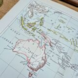 L'Océanie, carte Vintage, 1887, Authentique.