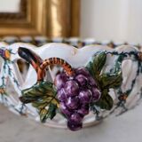 Earthenware malicorne openwork ball basket signed emile tessier