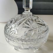 Bohemian cut crystal candy dish. Sophisticated star motifs.