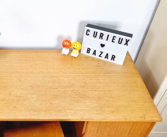 Vintage wooden desk with drawers 1970's
