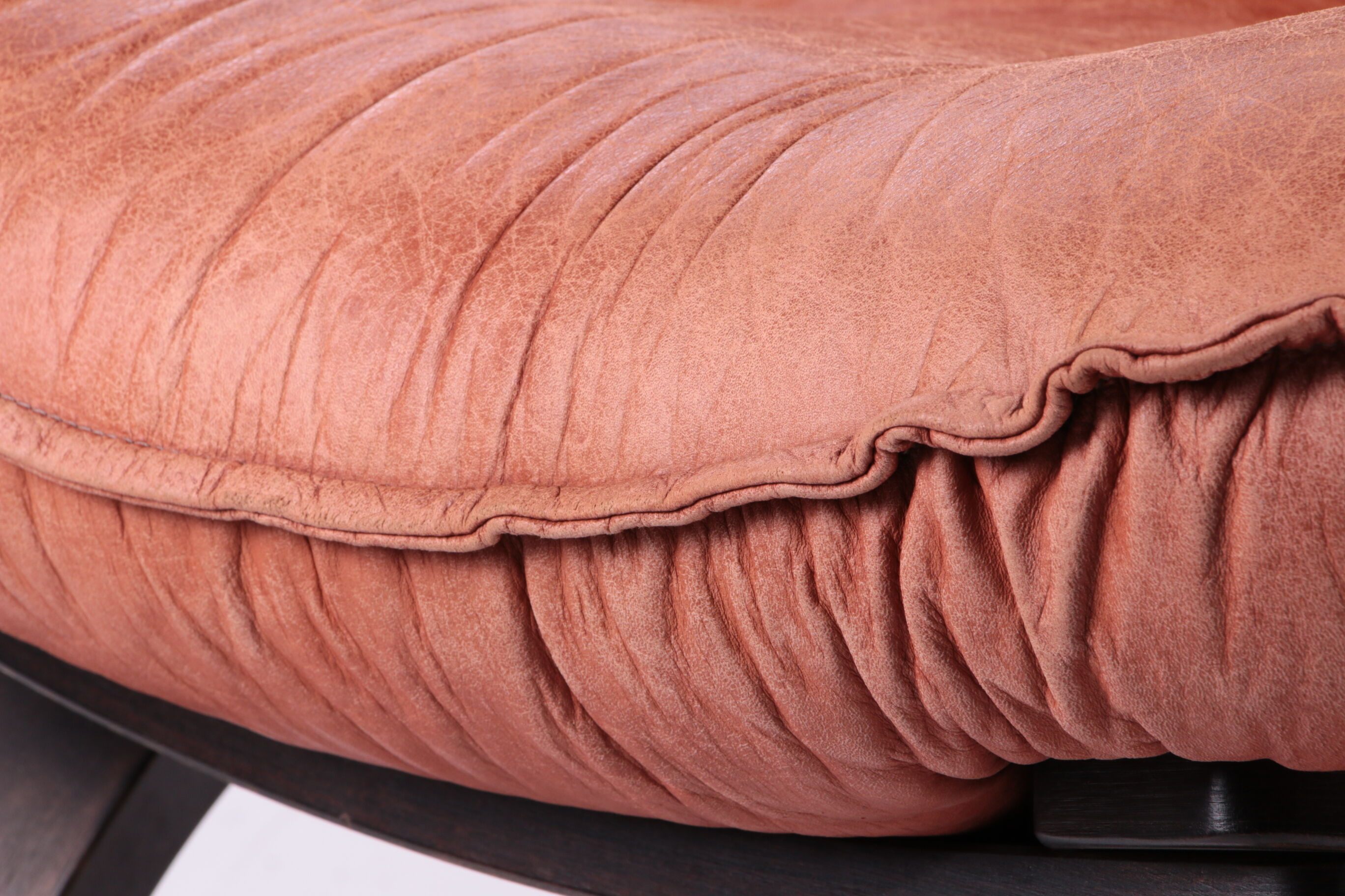 Vintage Brazilian Armchair with Cognac color leather seat cushion, 70s