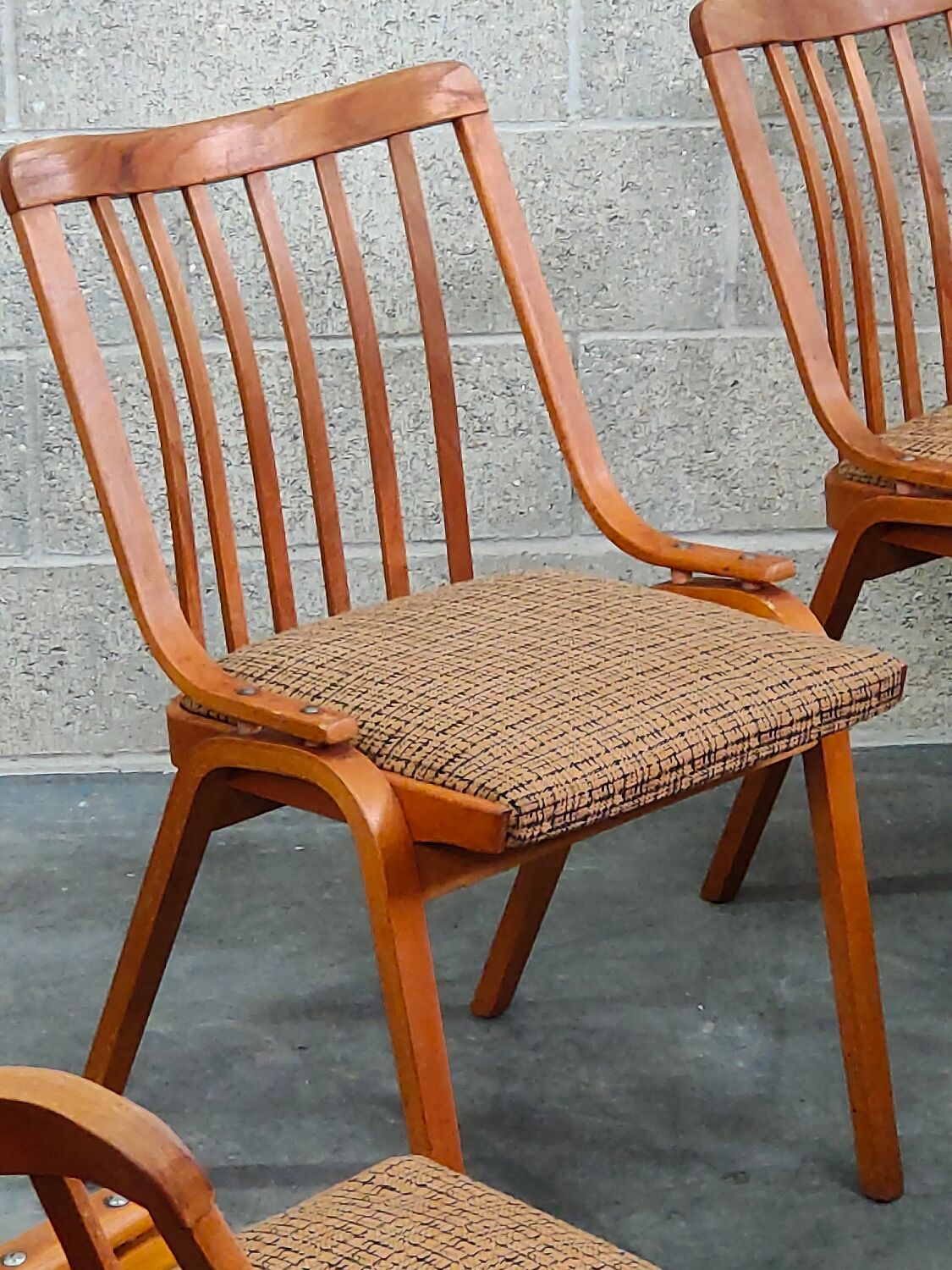 Set of 4 fabric chairs by Ton Bystrice 1960