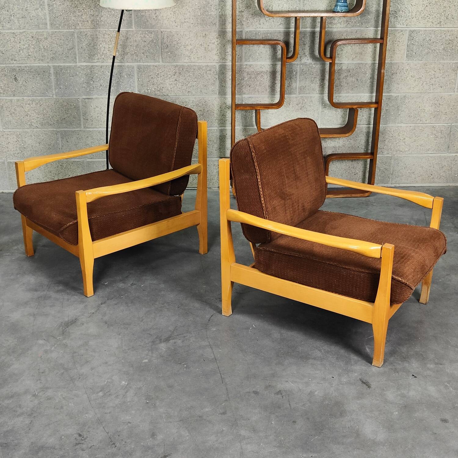 Paire de fauteuils Tchécoslovaque 1980 velours côtelé