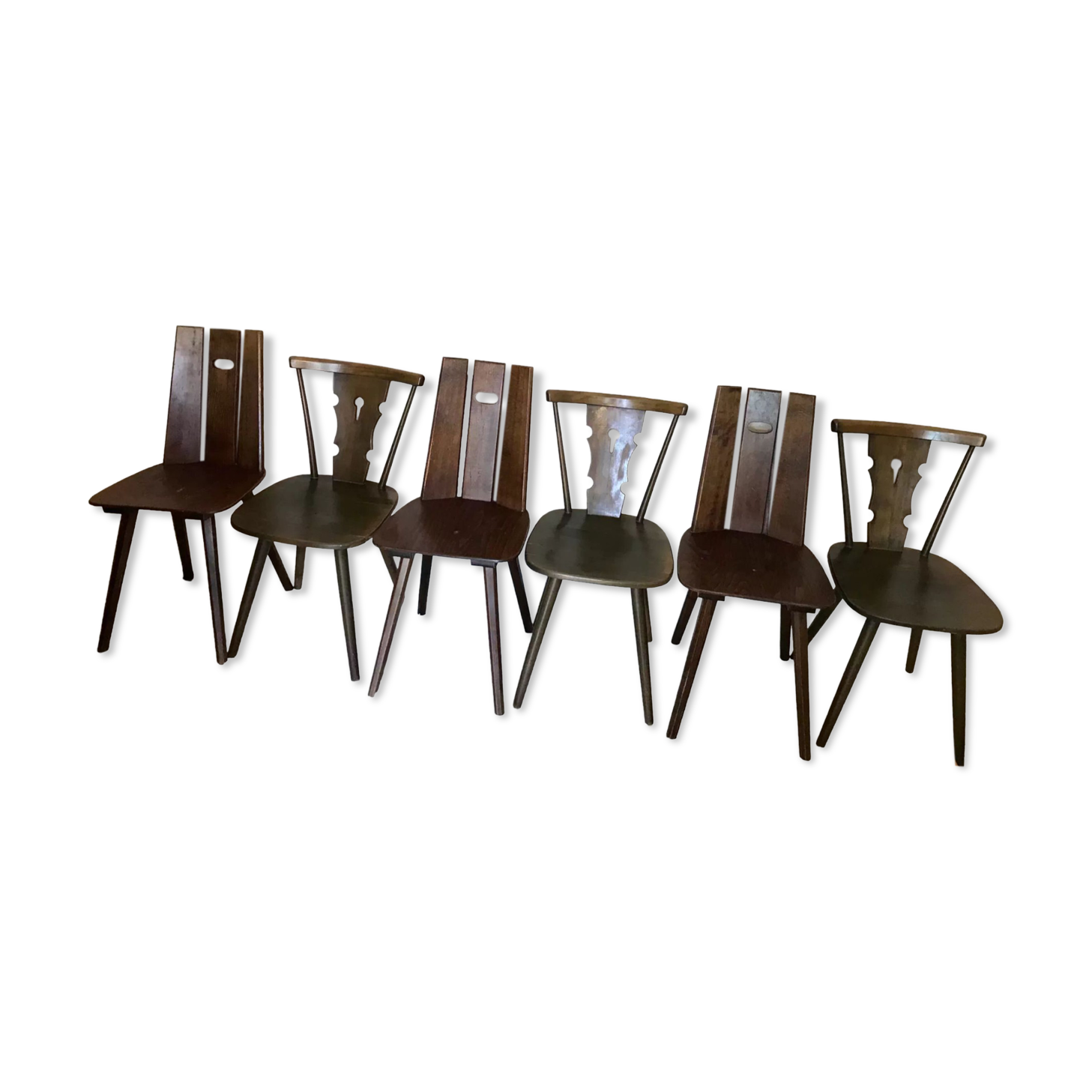 Set of 6 vintage brutalist chairs