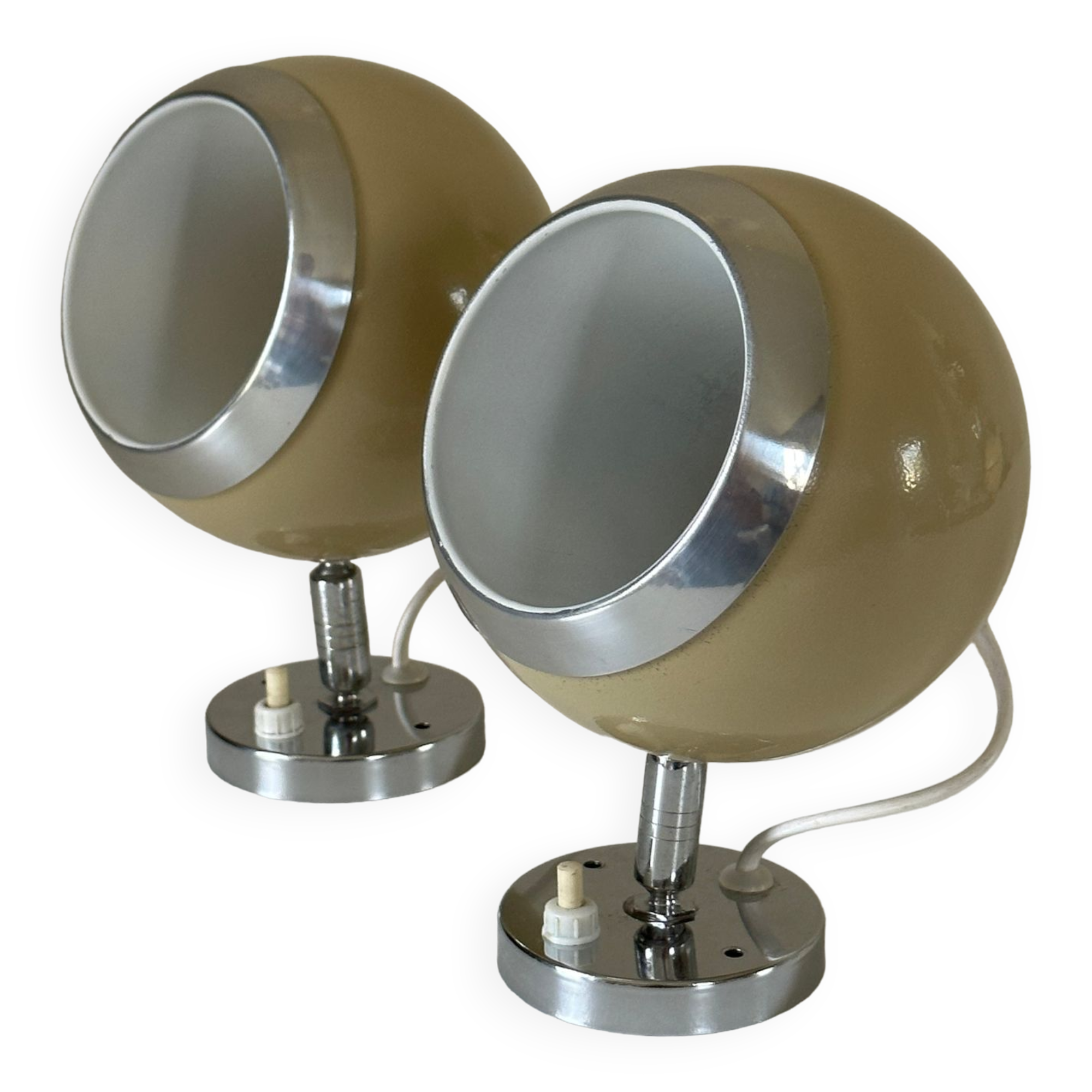 Pair wall lamp eyes ball vintage design 70 years