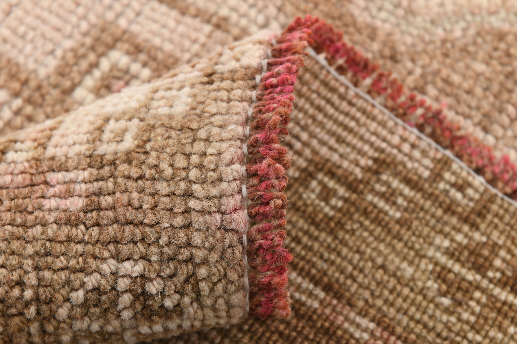 3x12 brown & beige vintage runner rug 100x360cm