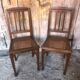 Paire de chaises art déco bois & assise cannée